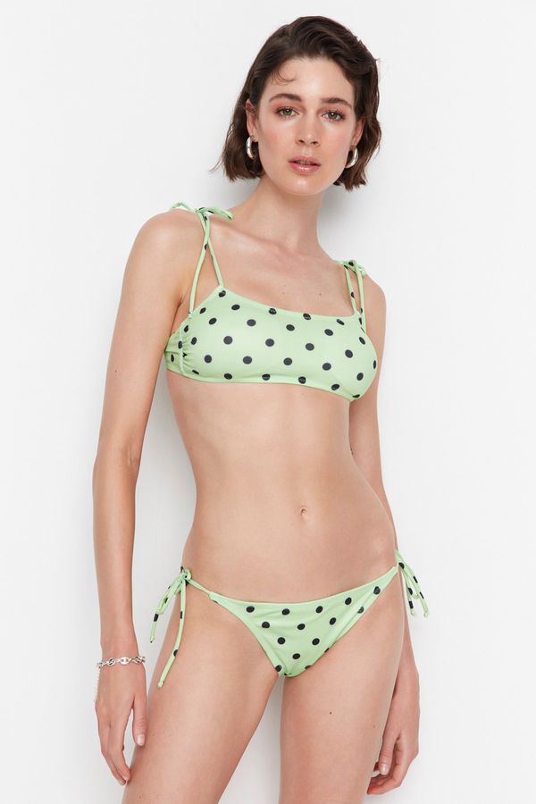 Trendyol Trendyol Green Polka Dot Tie Detailed Bikini Bottom