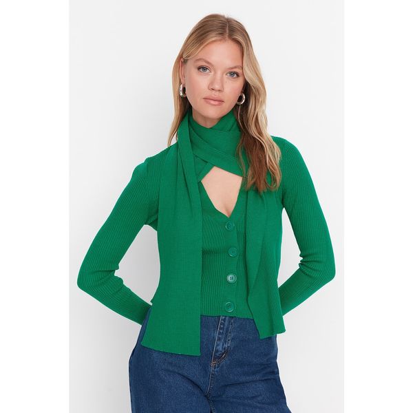 Trendyol Trendyol Green Scarf Knitwear Cardigan