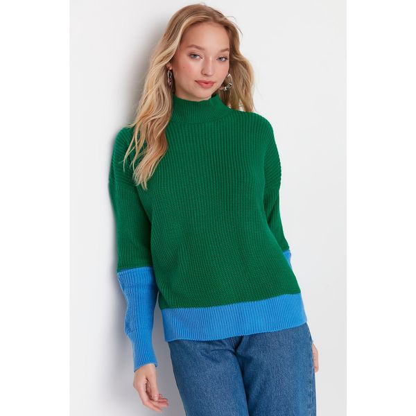 Trendyol Trendyol Green Sleeve Zipper Detailed Knitwear Sweater