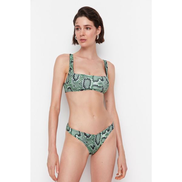 Trendyol Trendyol Green Snake Patterned Bikini Top