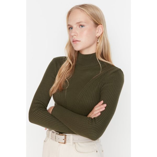 Trendyol Trendyol Green Stand Up Collar Knitwear Sweater