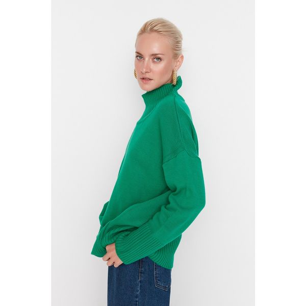 Trendyol Trendyol Green Stand Up Collar Knitwear Sweater