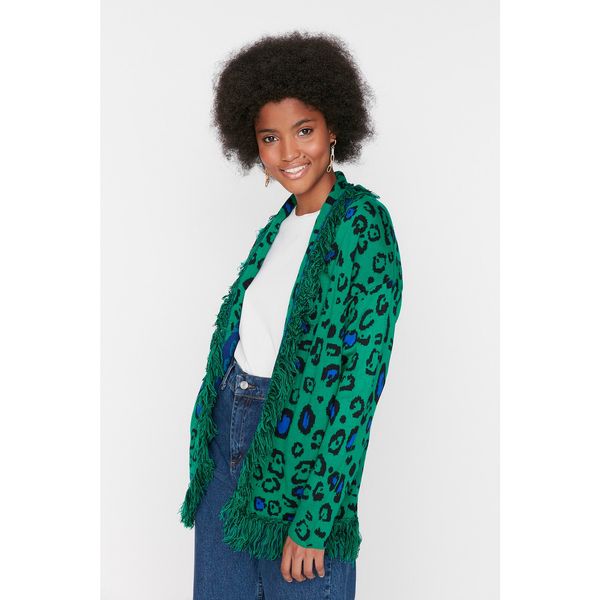 Trendyol Trendyol Green Tassel Detailed Long Knitwear Cardigan