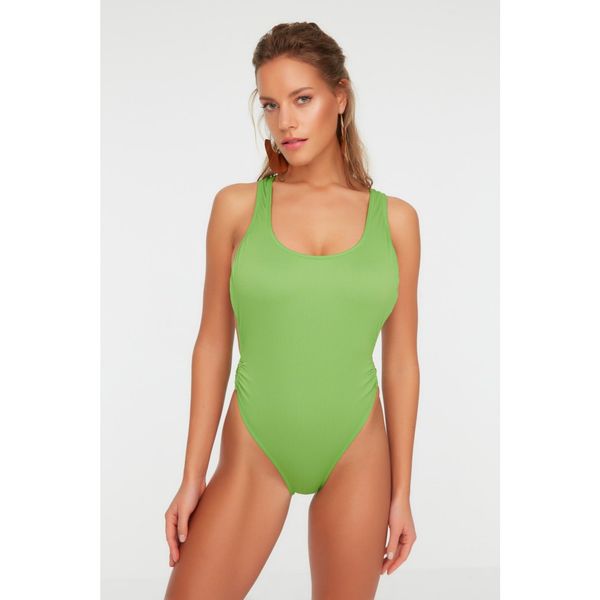 Trendyol Trendyol Green Textured Back Detailed Swimsuit