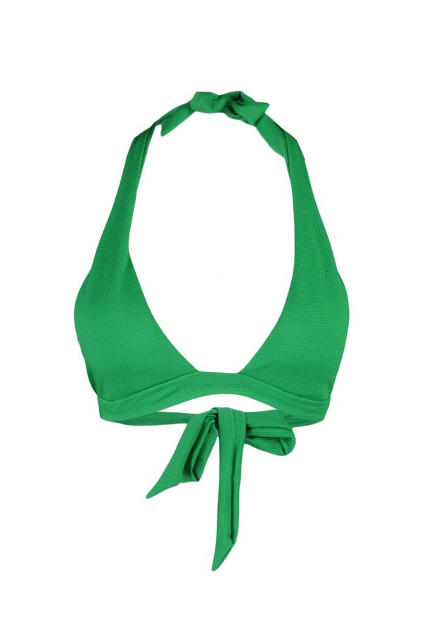 Trendyol Trendyol Green Textured Halterneck Bikini Top