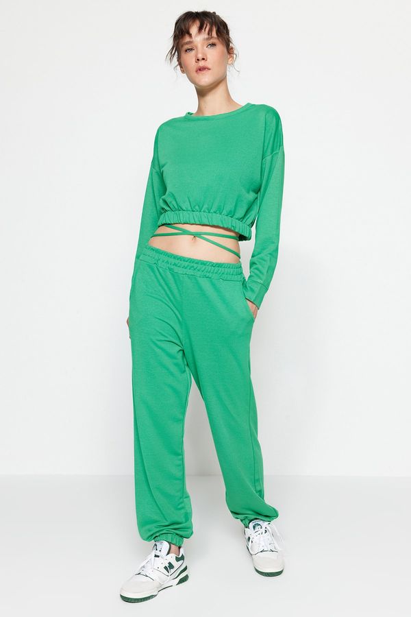 Trendyol Trendyol Green Waist Detailed Knitted Top and Bottom Set