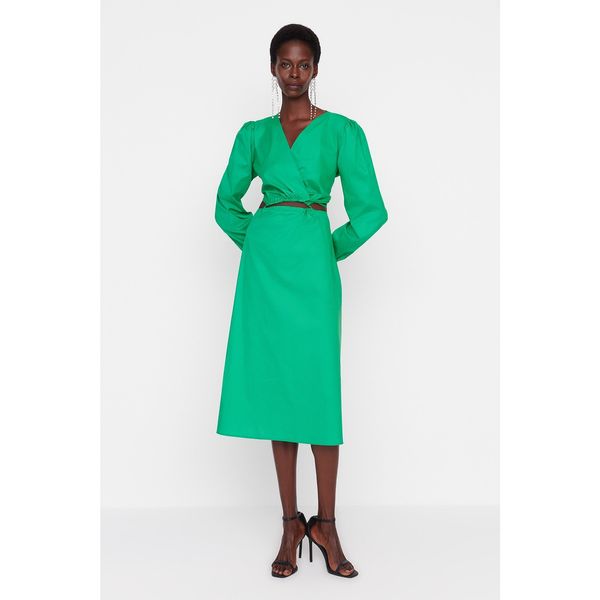 Trendyol Trendyol Green Waist Detailed Poplin Dress