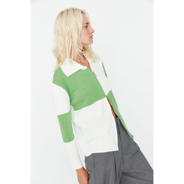 Trendyol Trendyol Green Zipper Detailed Knitwear Cardigan