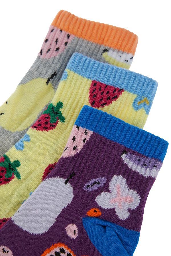 Trendyol Trendyol Grey-Multicolor 3-Pack Socks