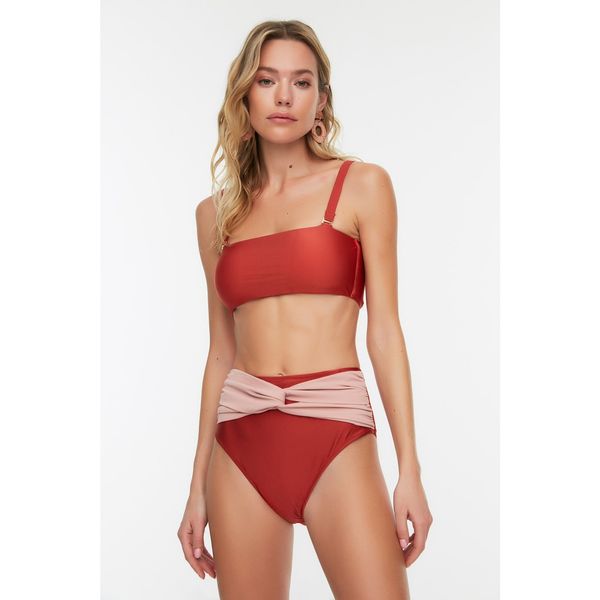 Trendyol Trendyol High Waist Draped Knot Detailed Bikini Bottoms