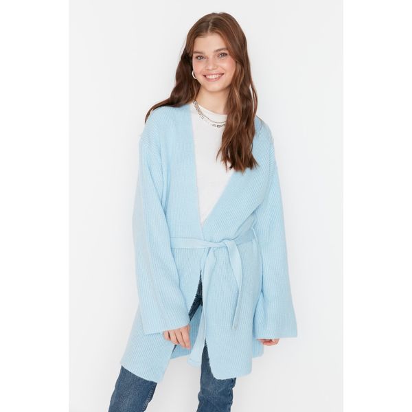 Trendyol Trendyol Ice Blue Double Breasted Collar Knitwear Cardigan