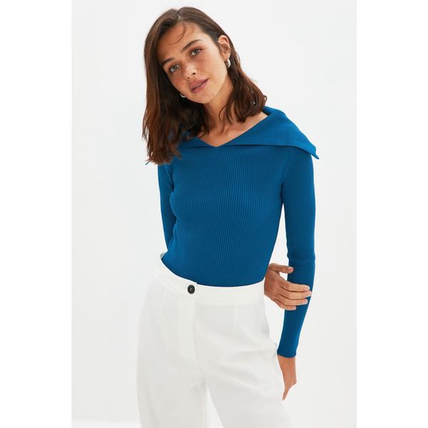 Trendyol Trendyol Indigo Collar Detailed Knitwear Sweater