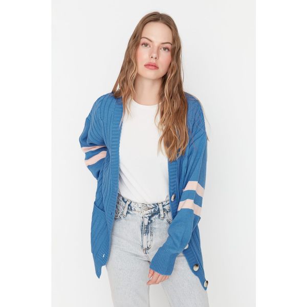 Trendyol Trendyol Indigo Knitted Detailed Knitwear Cardigan