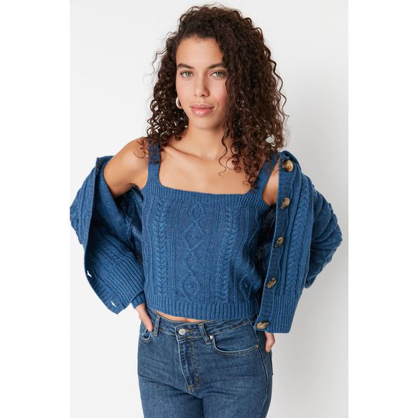 Trendyol Trendyol Indigo Knitted Detailed Knitwear Cardigan