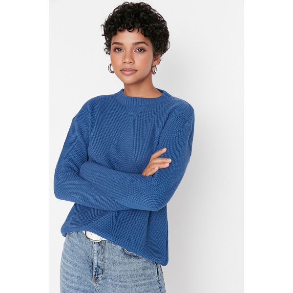 Trendyol Trendyol Indigo Knitted Detailed Knitwear Sweater