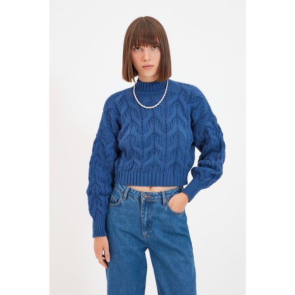 Trendyol Trendyol Indigo Knitted Detailed Knitwear Sweater