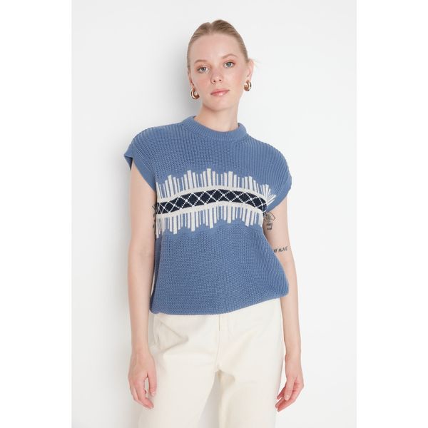 Trendyol Trendyol Indigo Patterned Knitwear Sweater