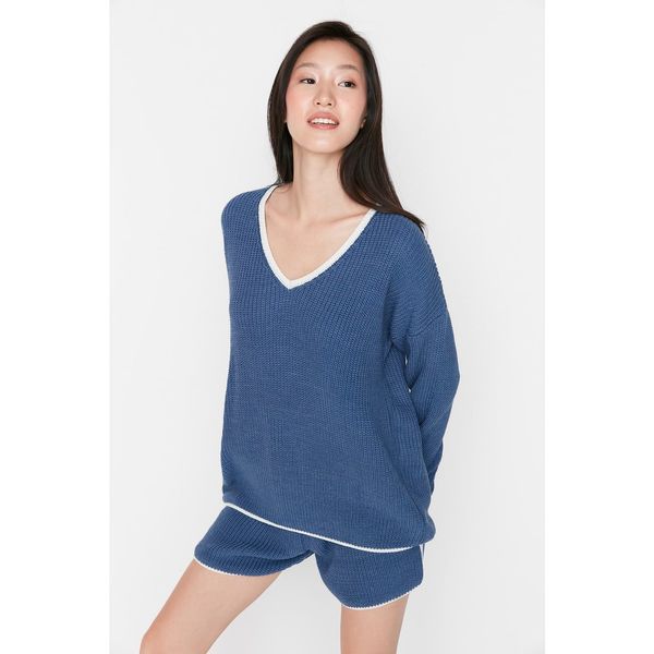 Trendyol Trendyol Indigo Striped Knitwear Bottom Top Set