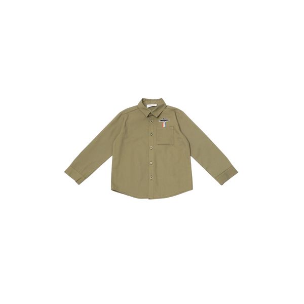 Trendyol Trendyol Khaki Boy's Woven Shirt with Pockets Embroidered Embroidery