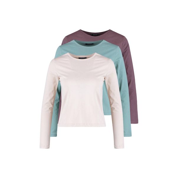 Trendyol Trendyol Khaki-Brown-Stone 3-Pack Cycling Collar Basic Knitted T-Shirt