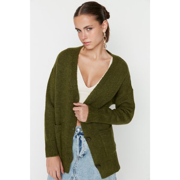 Trendyol Trendyol Khaki Button Detailed Knitwear Cardigan