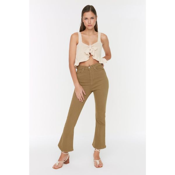 Trendyol Trendyol Khaki High Waist Crop Flare Jeans