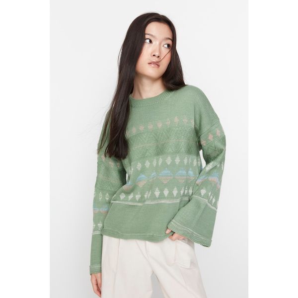 Trendyol Trendyol Khaki Jacquard Knitwear Sweater