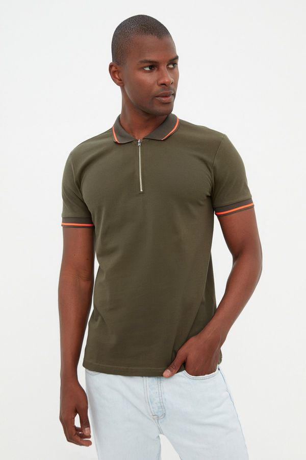 Trendyol Trendyol Khaki Koszulka męska Polo Neck