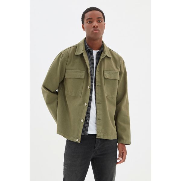 Trendyol Trendyol Khaki Men Regular Pocket Detailed Denim Shirt Jacket