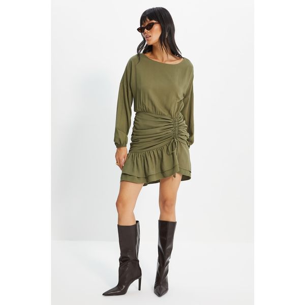 Trendyol Trendyol Khaki Pleated Ruffle Dress