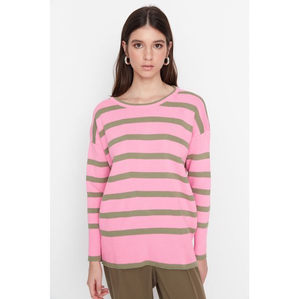 Trendyol Trendyol Khaki Striped Knitwear Sweater