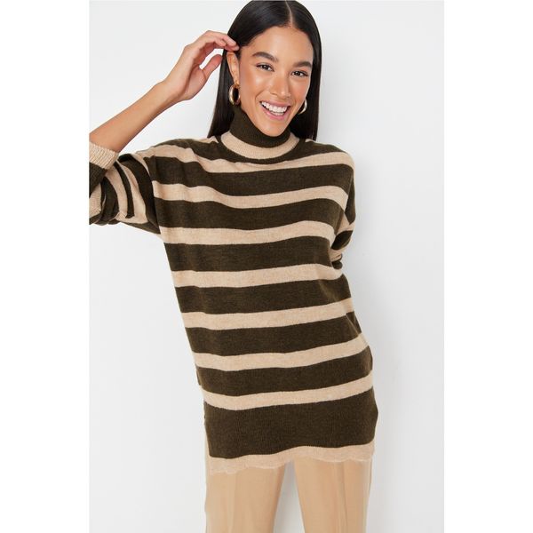 Trendyol Trendyol Khaki Striped Knitwear Sweater