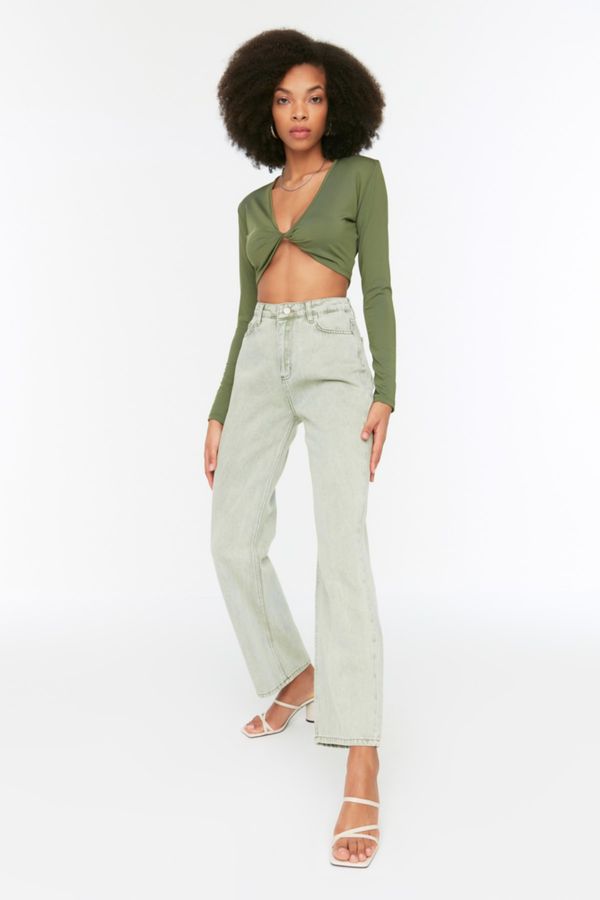 Trendyol Trendyol Khaki Wash Effect High Waist 90's Wide Leg Jeans