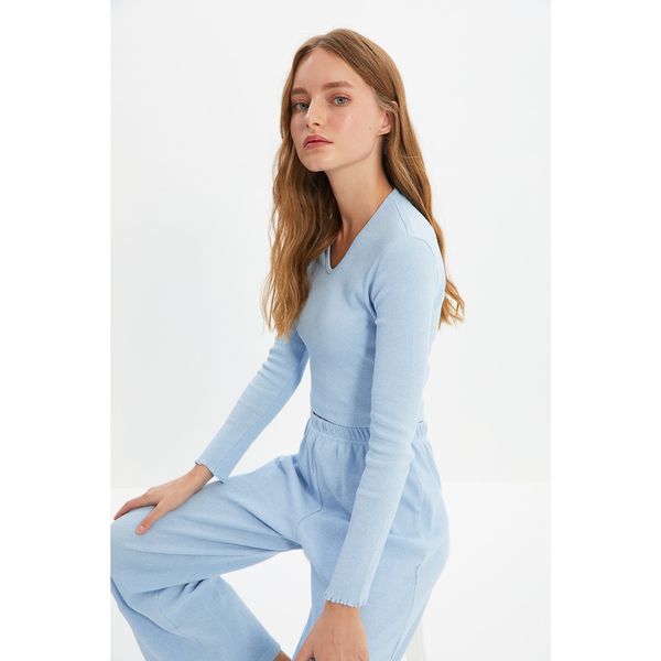 Trendyol Trendyol Light Blue Camisole Knitted Pajamas Set