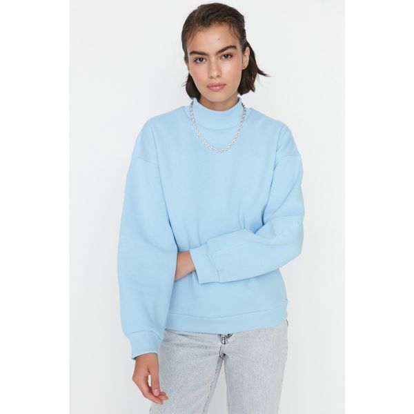 Trendyol Trendyol Light Blue Collar Loose Knitted Sweatshirt