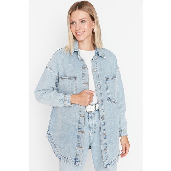 Trendyol Trendyol Light Blue Double Pocket Denim Jacket