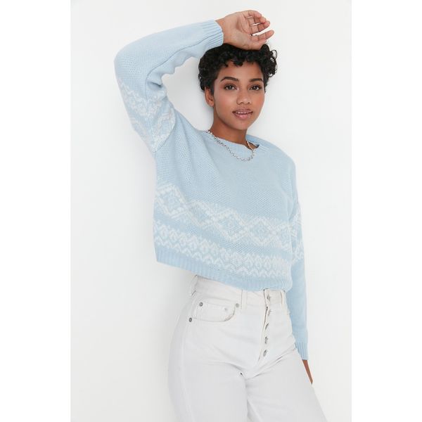 Trendyol Trendyol Light Blue Jacquard Knitwear Sweater