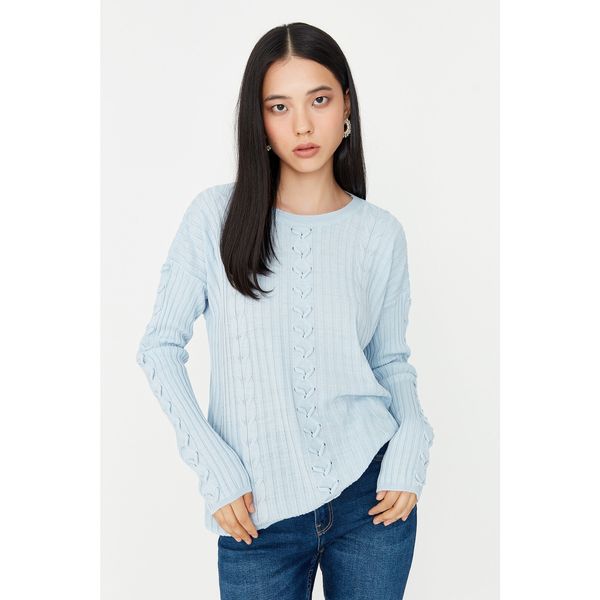 Trendyol Trendyol Light Blue Lace Detailed Knitwear Sweater