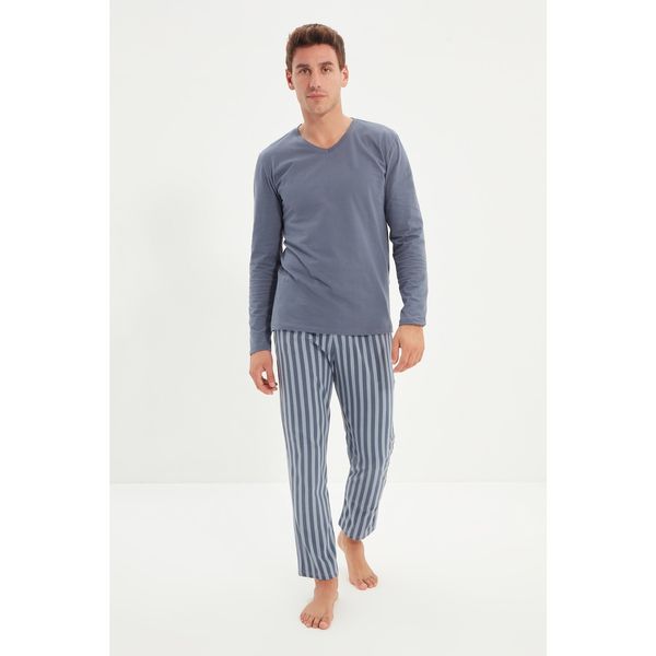Trendyol Trendyol Light Blue Printed Knitted Pajamas Set