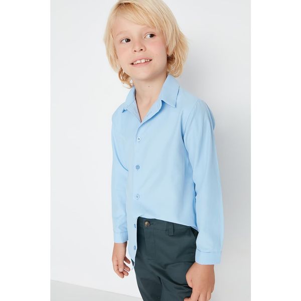 Trendyol Trendyol Light Blue Regular Fit Boy's Woven Shirt