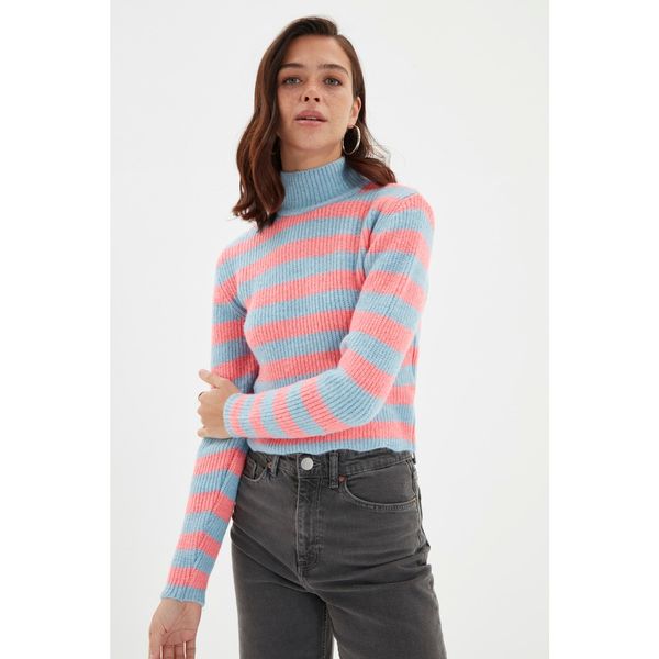 Trendyol Trendyol Light Blue Striped Knitwear Sweater