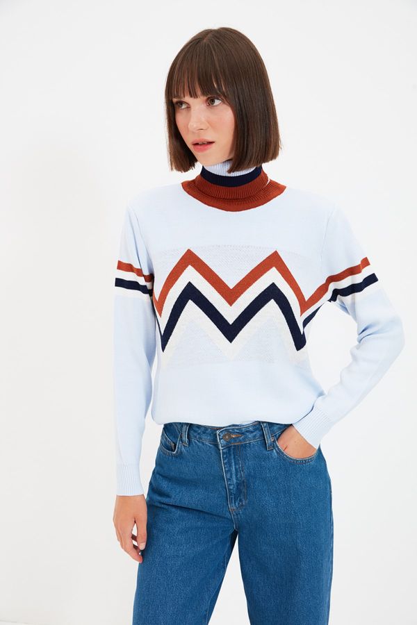 Trendyol Trendyol Light Blue Turtleneck Dzianina Sweter