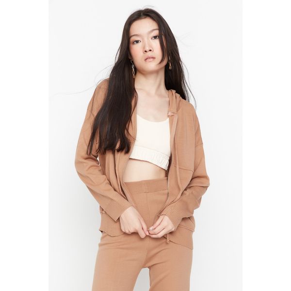 Trendyol Trendyol Light Brown Hooded Knitwear Bottom-Top Set