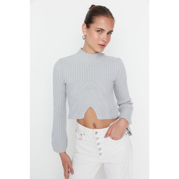 Trendyol Trendyol Light Gray Crop Knitwear Sweater