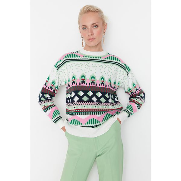 Trendyol Trendyol Light Green Patterned Knitwear Sweater