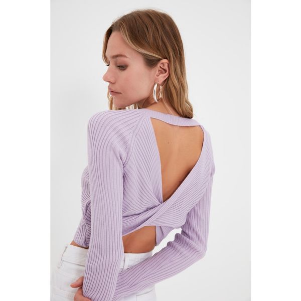 Trendyol Trendyol Lilac Back Detailed Knitwear Sweater