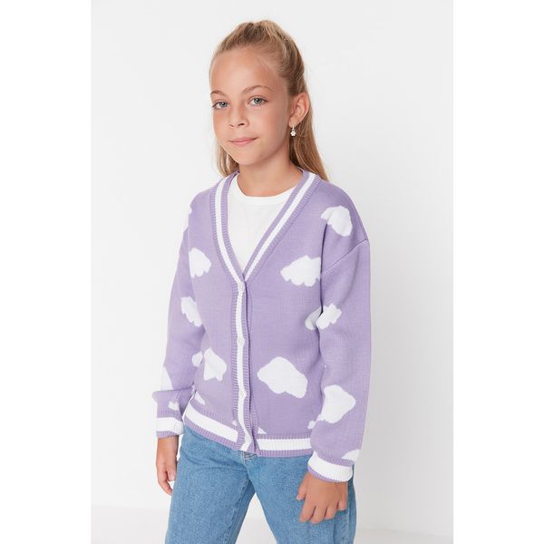 Trendyol Trendyol Lilac Cloud Jacquard Girl Knitwear Cardigan