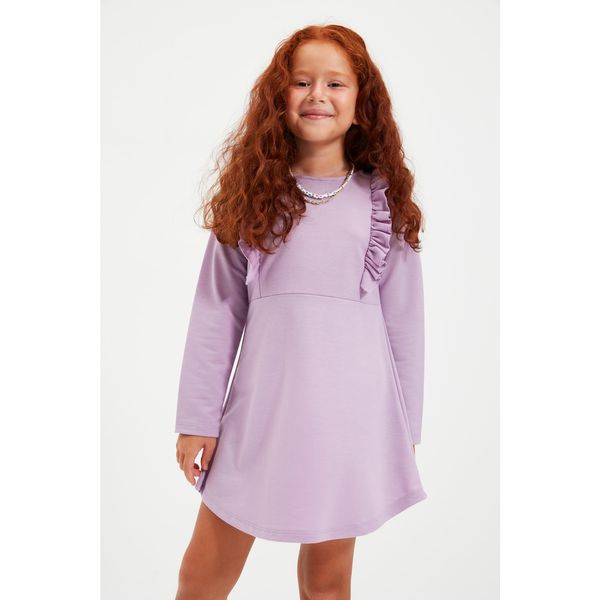 Trendyol Trendyol Lilac Frilly Girl Knitted Slim Dress
