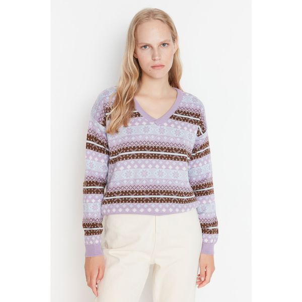 Trendyol Trendyol Lilac Jacquard Knitwear Sweater