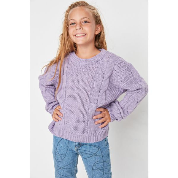 Trendyol Trendyol Lilac Knitted Detailed Girl Knitted Sweater